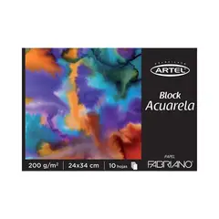 ARTEL - Block Fabriano Acuarela 200 Grs 24 x 34 Cm 10 Hojas