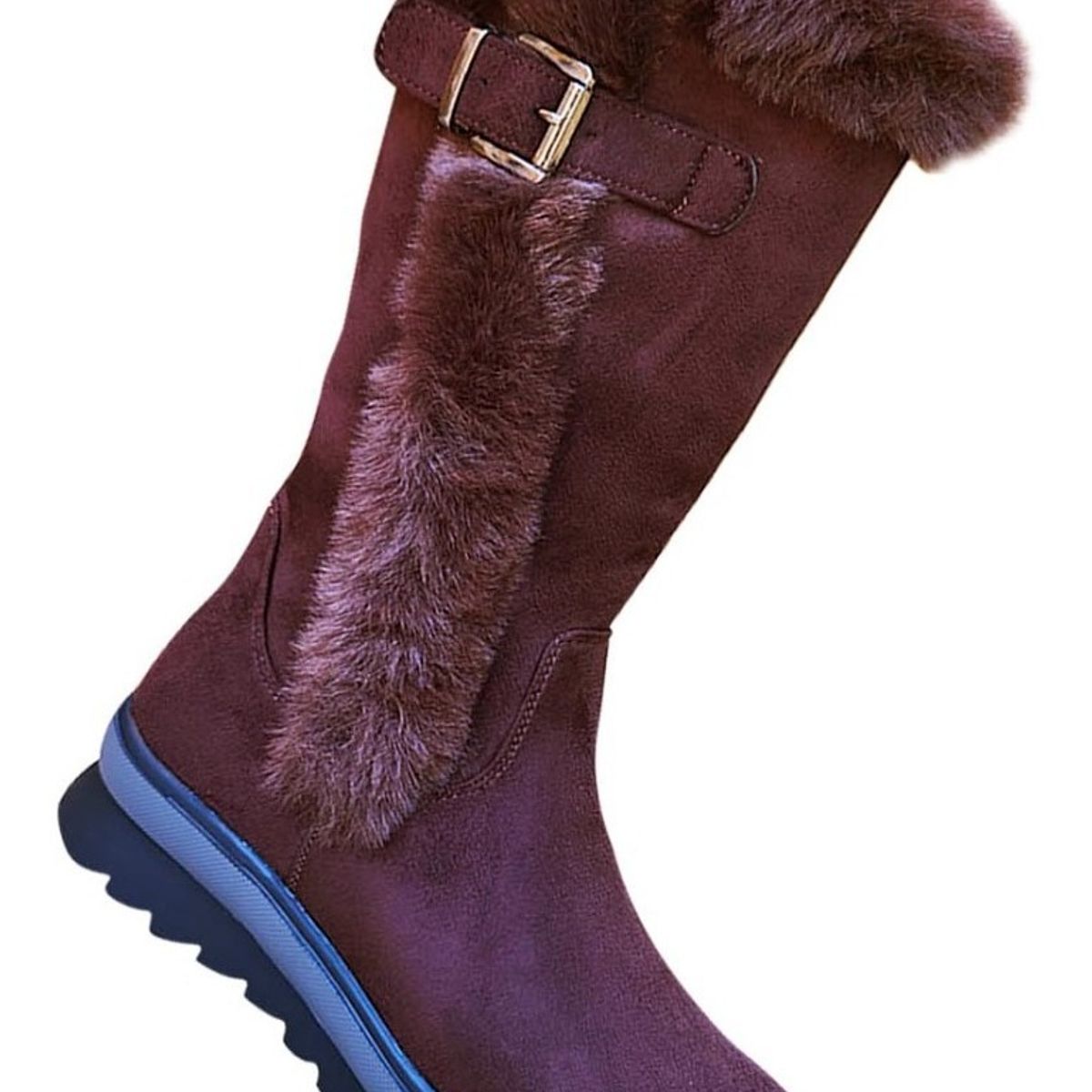 GENERICO - Botas De Gamuza Caña Alta Mujer Casual Otoño Invierno Marrón - 7135
