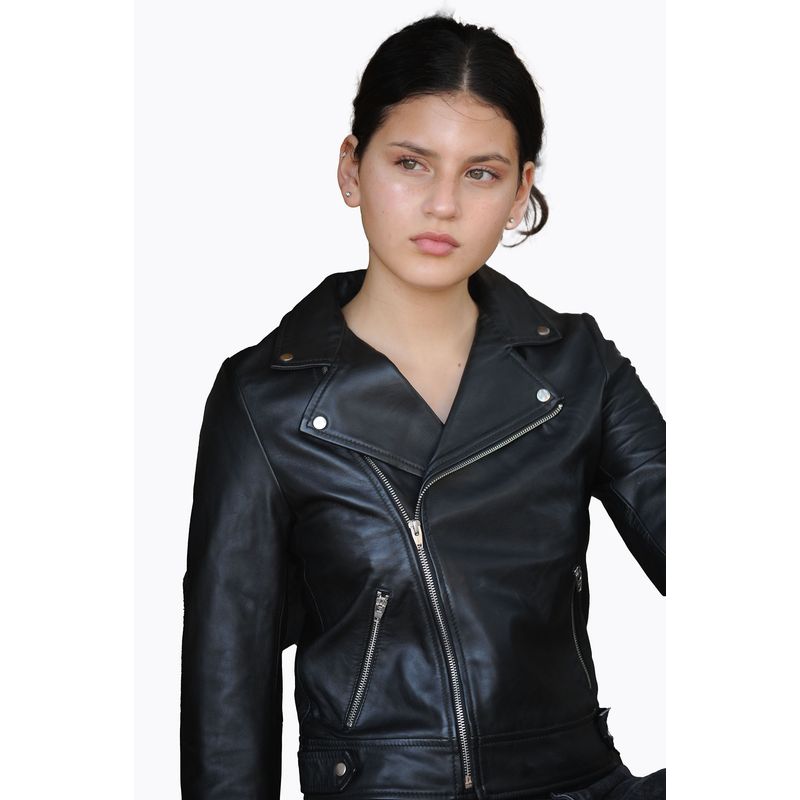 GENERICO - CHAQUETA CUERO MUJER MANGA LARGA BIKER