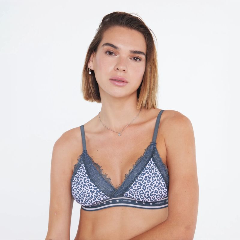 LOUNGE - Bralette Mujer Dreamy Triángulo Y Encaje Pink Cheetah LOUNGE