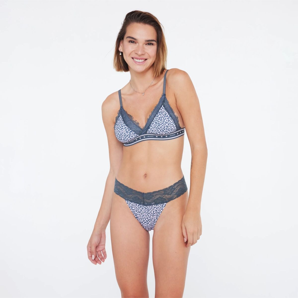 LOUNGE - Bralette Mujer Dreamy Triángulo Y Encaje Pink Cheetah LOUNGE