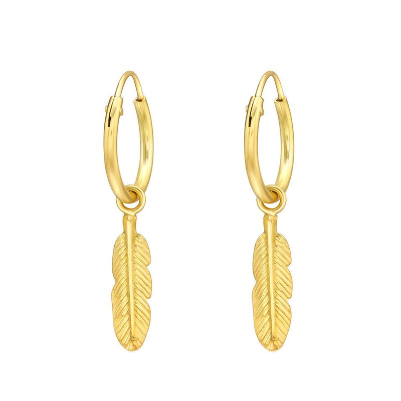 ZAZU - Argollas Bañadas en Oro con Pluma Fina-Joyas Zazü