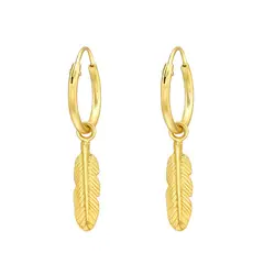 ZAZU - Argollas Bañadas en Oro con Pluma Fina-Joyas Zazü