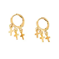 ANDREA COGGIOLA JOYAS - Aros Argollas Cruces Colgantes Enchapado Oro 18K