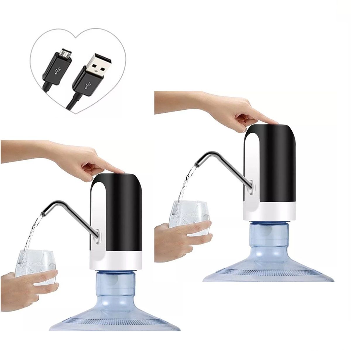 GENERICO - X2 Dispensador De Agua Electrico Usb Recargable Botella Envase