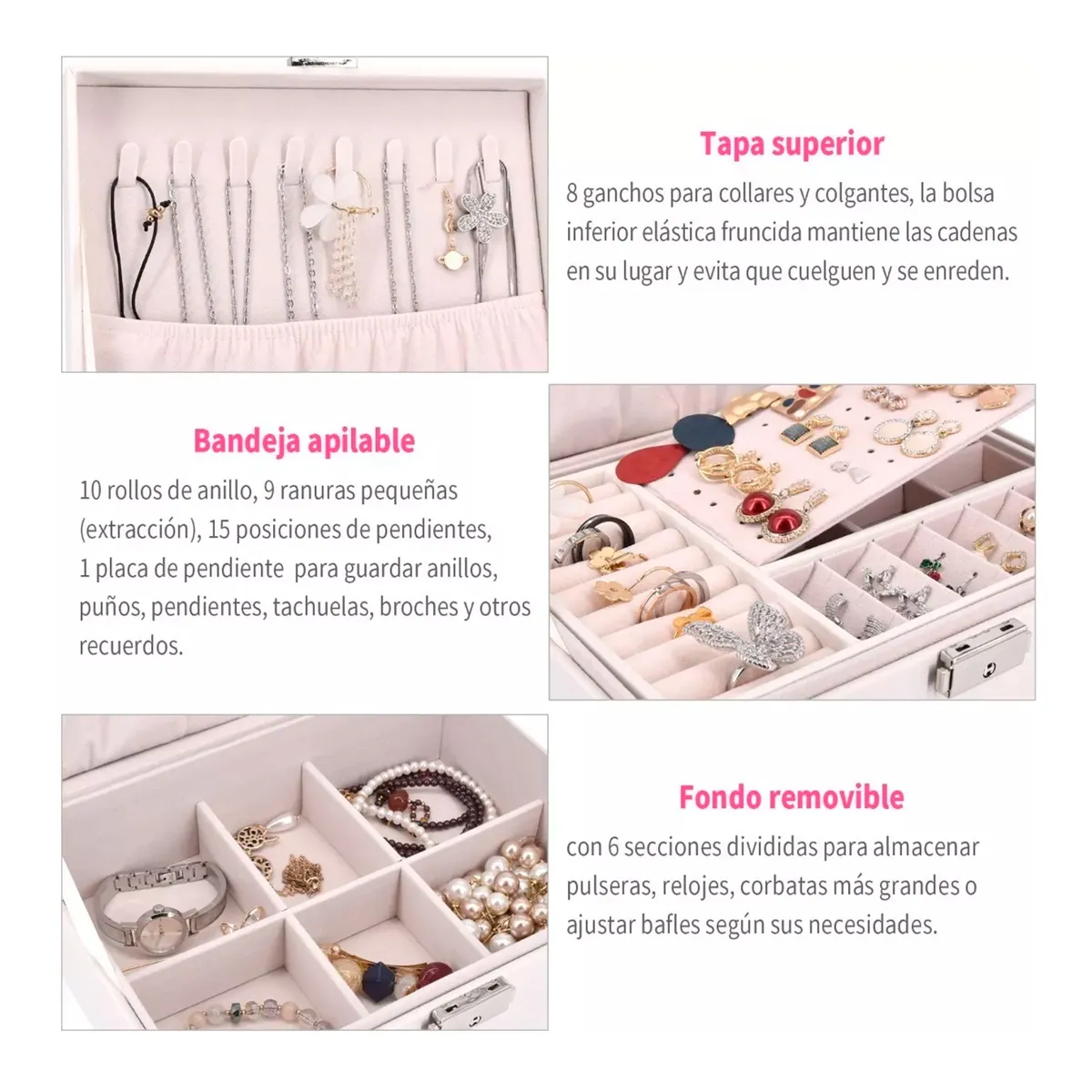 GENERICO - Maletin Organizador De Joyas Blanco