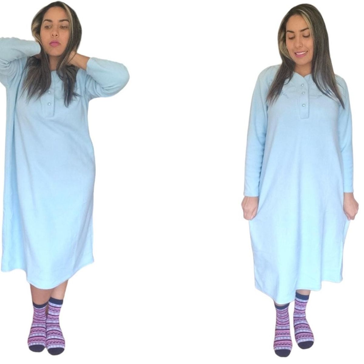 AGW - Pack 3 Camisas De Dormir Mujer Polar Manga Larga