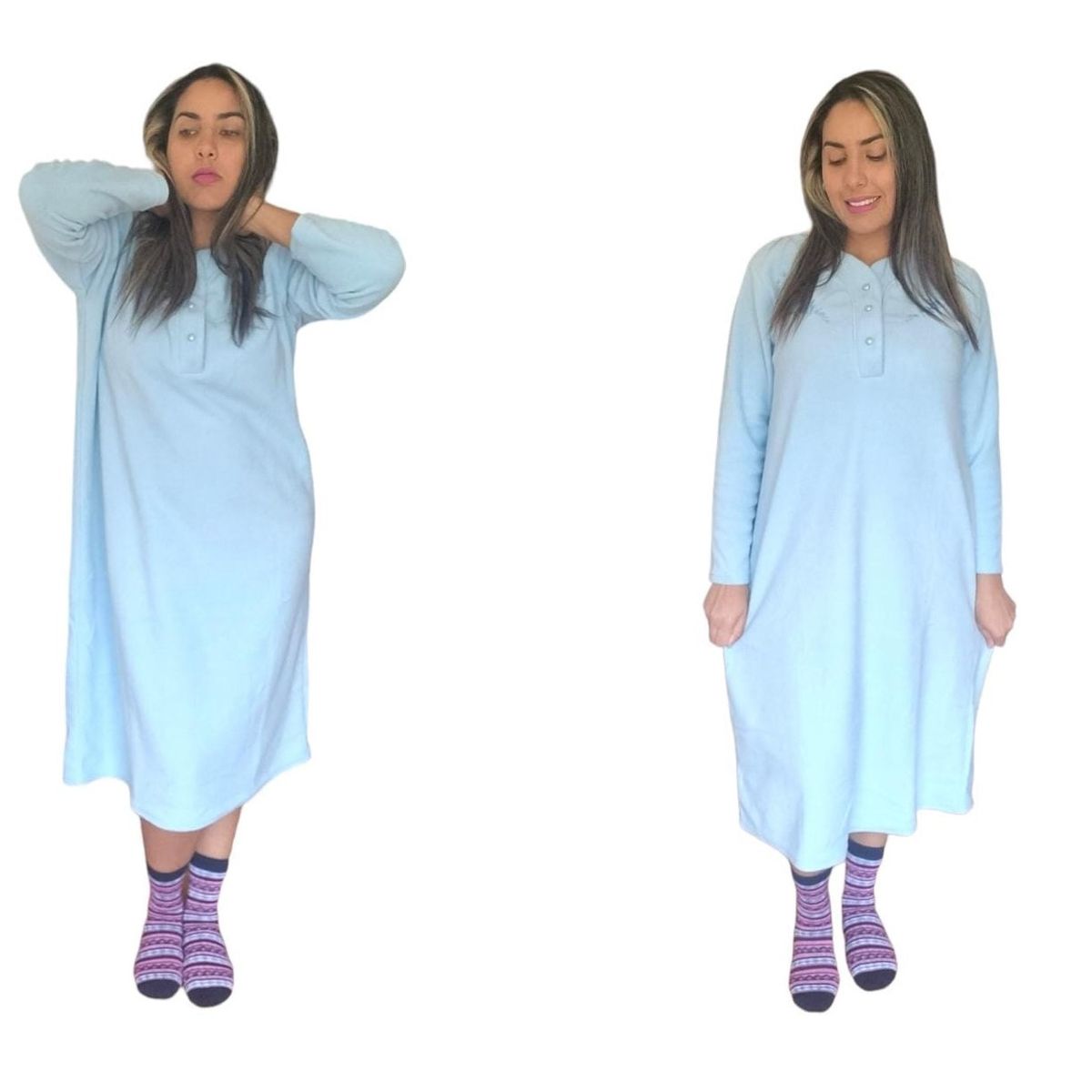 AGW - Pack 3 Camisas De Dormir Mujer Polar Manga Larga