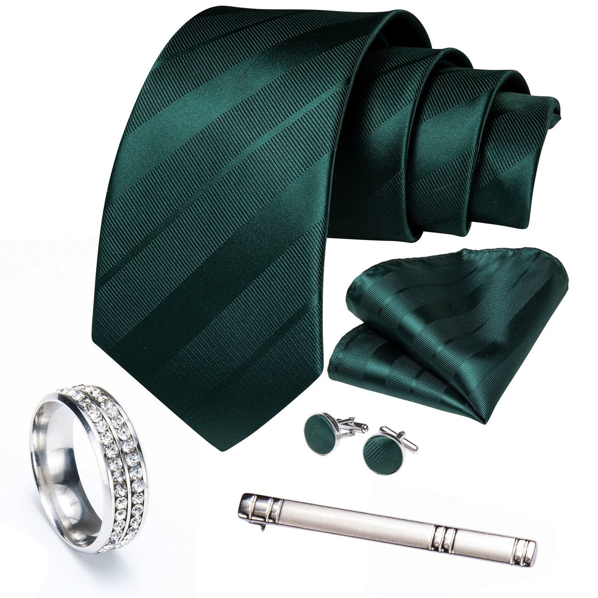 SONEC - Corbata Hombre Formal Clip sujetador anillo paño y colleras