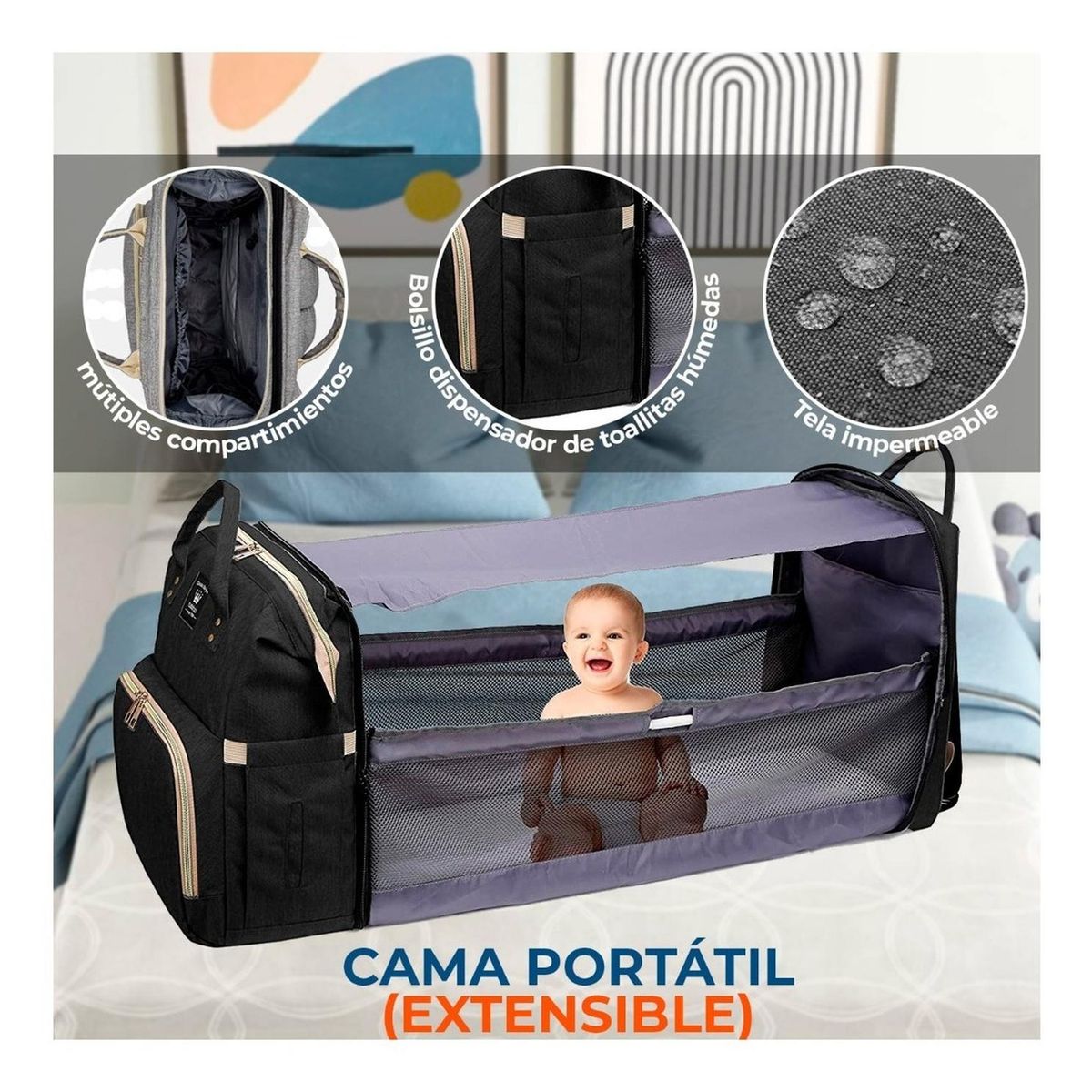 GLOBAL LATIN GROUP - Mochila Pañalera Maternal 3 En 1 - Azul - L