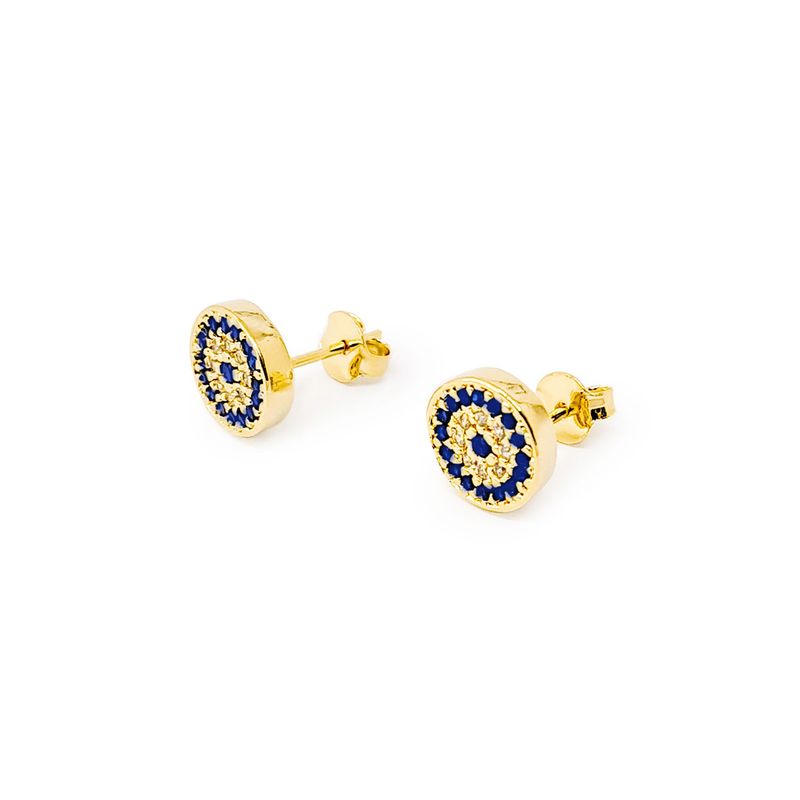 ANDREA COGGIOLA JOYAS - Aros Ojos Turcos Circones 9mm Enchapado Oro 18K