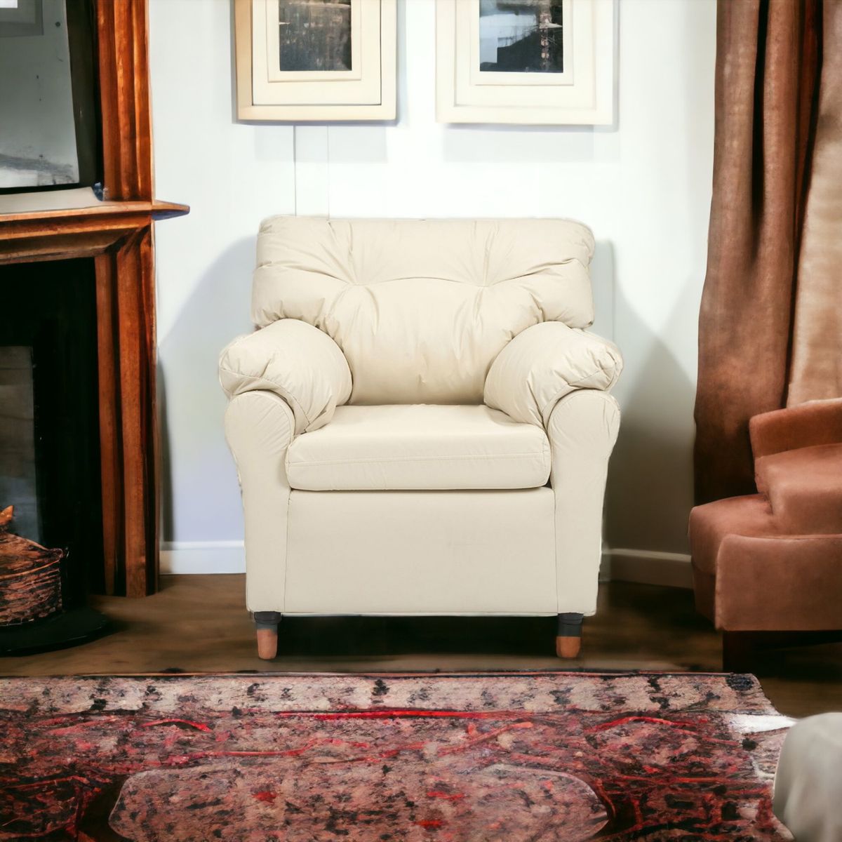 MUEBLES AMERICA - Sofá América 1 Cuerpo Cuero Sintético Beige