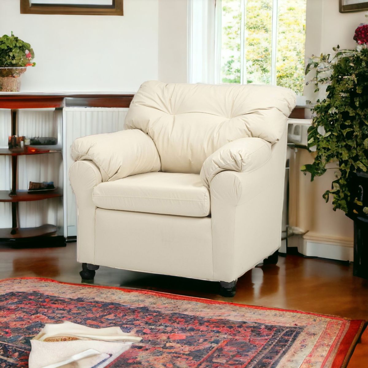 MUEBLES AMERICA - Sofá América 1 Cuerpo Cuero Sintético Beige