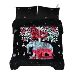 GENERICO - Cobertor Plush con chiporro Elefante Negro 2 Plazas
