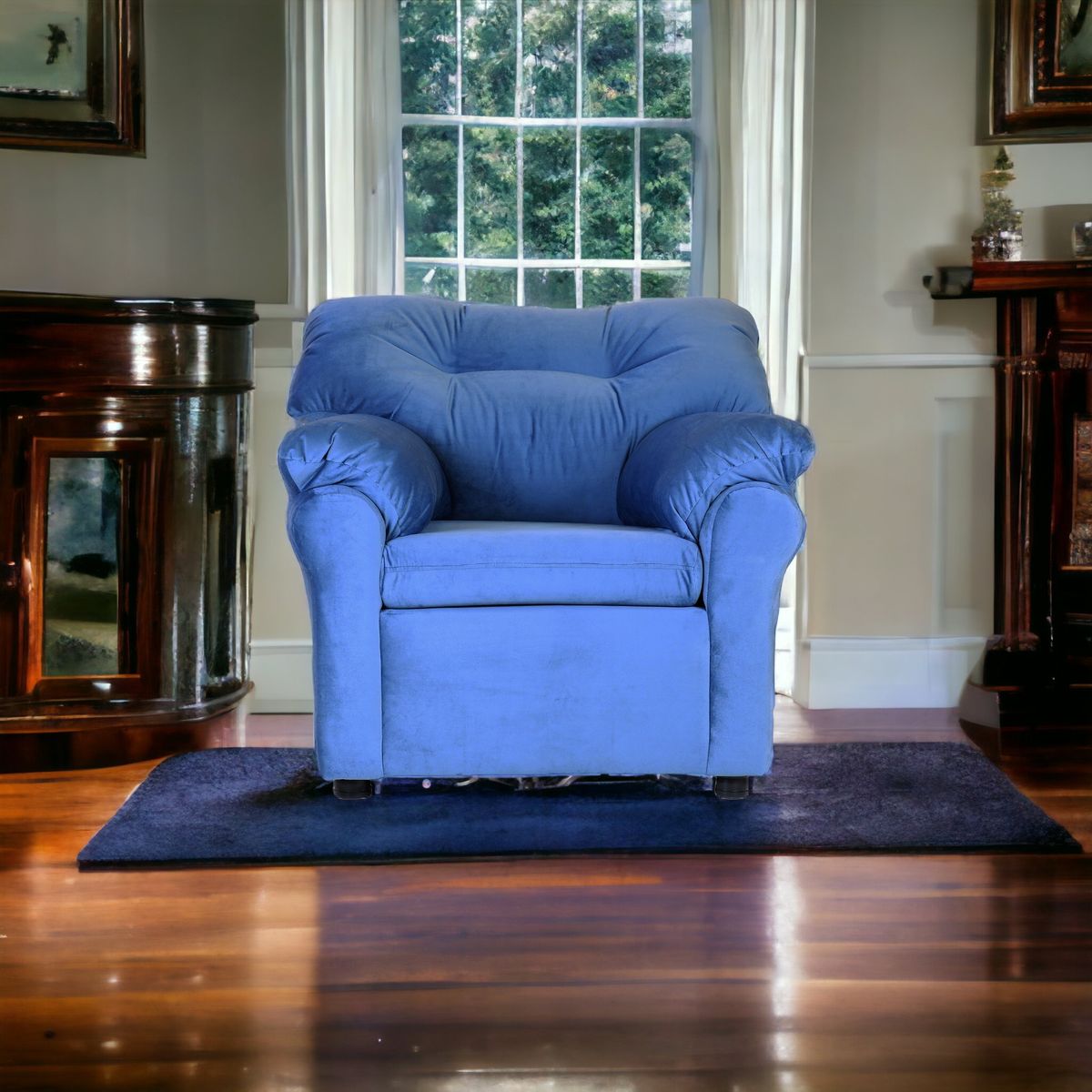 MUEBLES AMERICA - Sofá América 1 Cuerpo Tela  Azul Petróleo