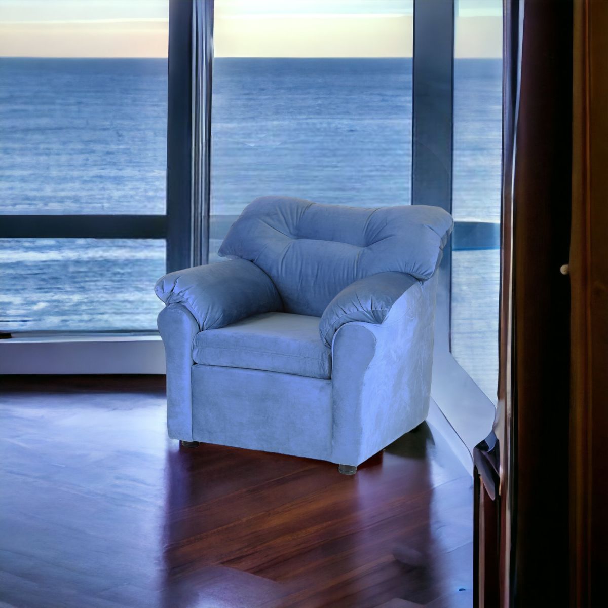 MUEBLES AMERICA - Sofá América 1 Cuerpo Tela  Azul Petróleo