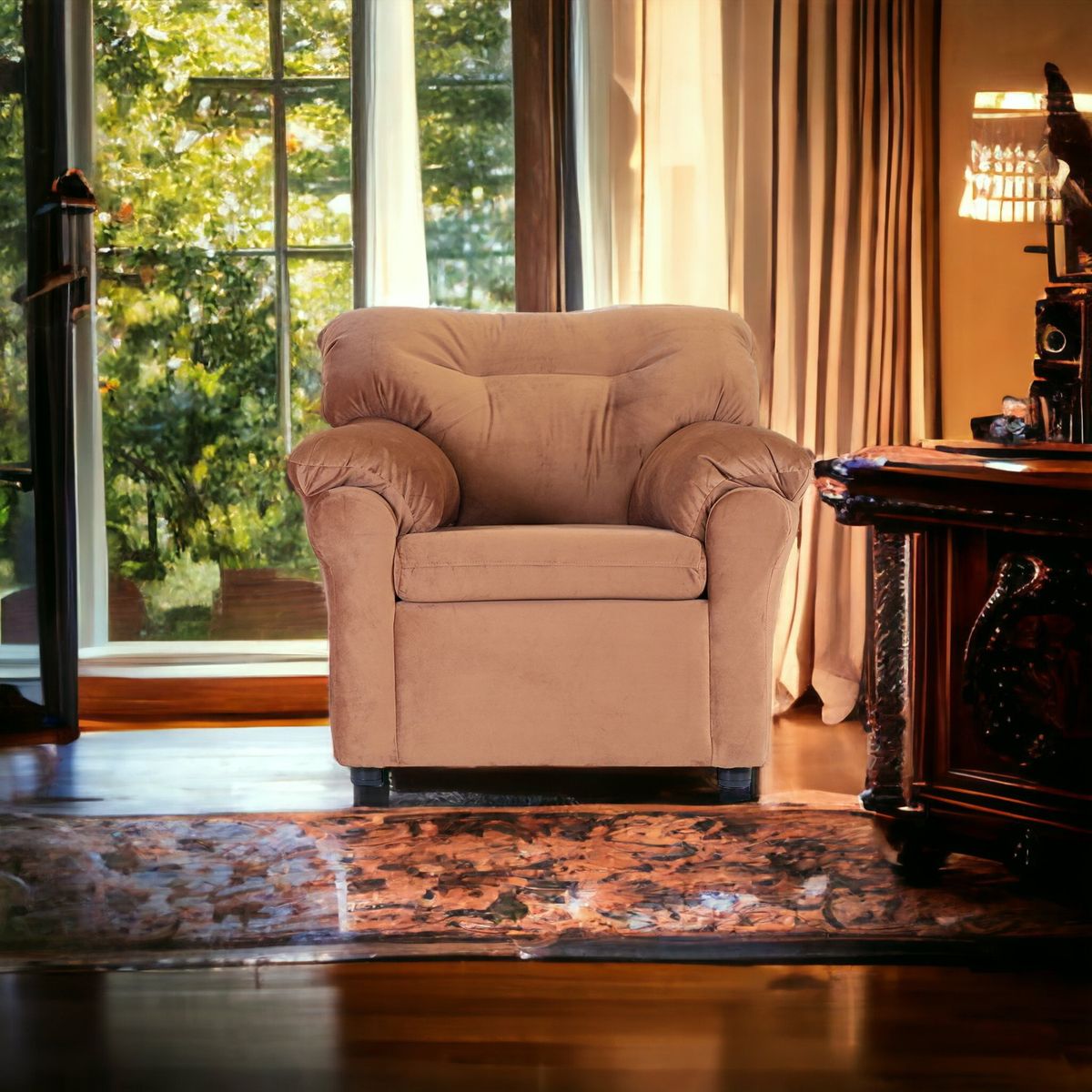 MUEBLES AMERICA - Sofá América 1 Cuerpo Tela Tostado