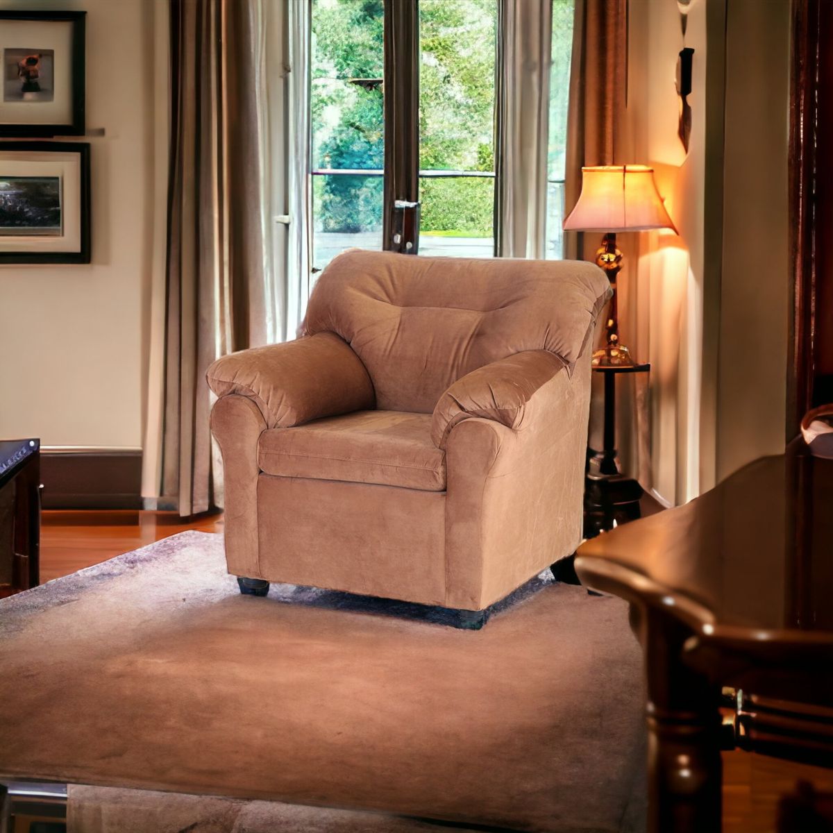 MUEBLES AMERICA - Sofá América 1 Cuerpo Tela Tostado