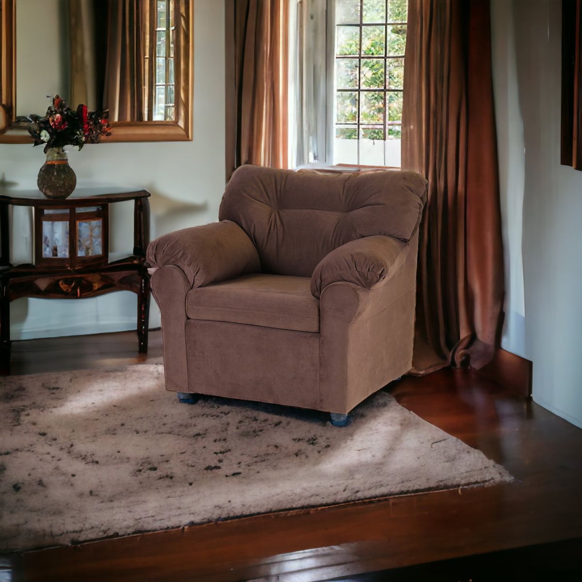 MUEBLES AMERICA - Sofá América 1 Cuerpo Tela  Chocolate