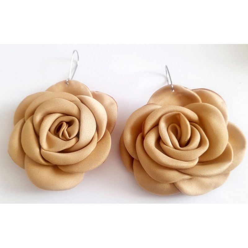 CATHALIFAUDJOYAS - Aros flor tela grande CathalifaudJoyas