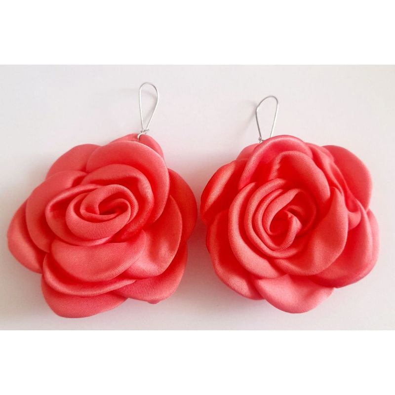 CATHALIFAUDJOYAS - Aros flor tela grande CathalifaudJoyas