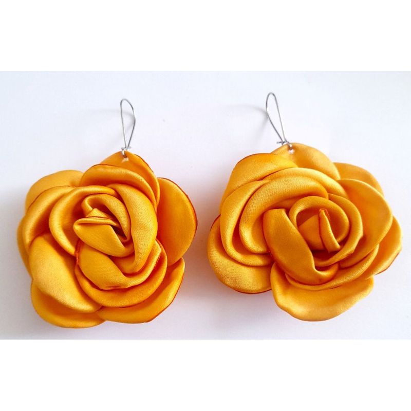 CATHALIFAUDJOYAS - Aros flor tela grande CathalifaudJoyas