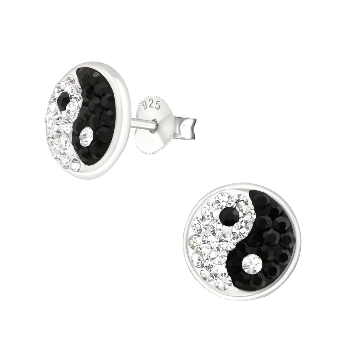 GENERICO - Aros plata Yin  Yang para hombre mujer unisex