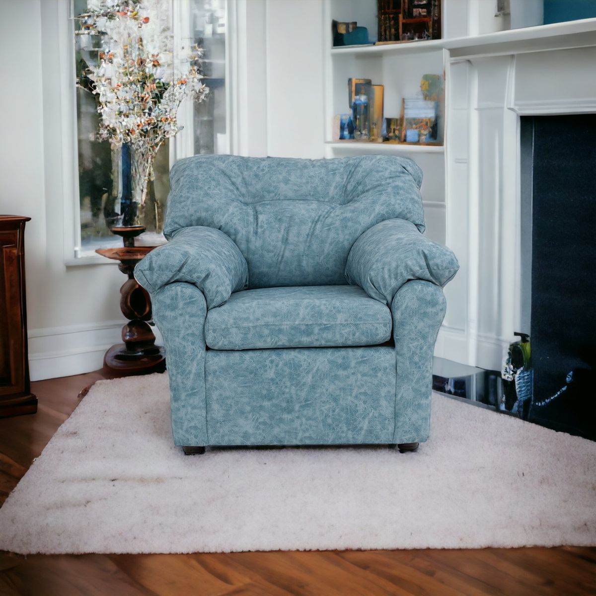 MUEBLES AMERICA - Sofá América 1 Cuerpo Cuero Auris Azul Claro