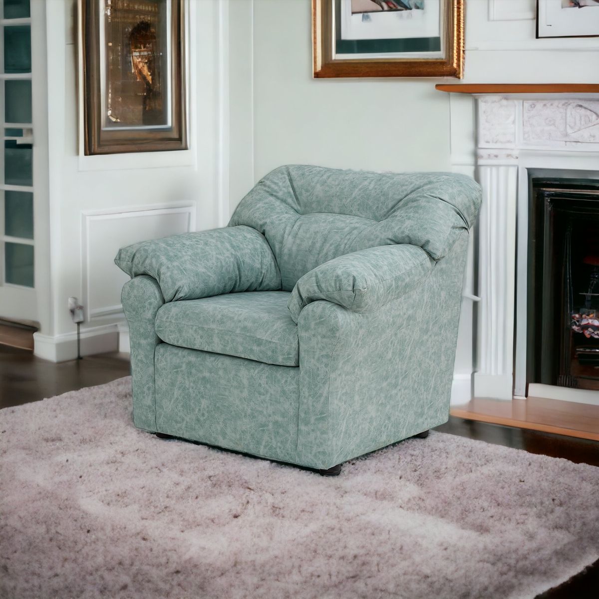 MUEBLES AMERICA - Sofá América 1 Cuerpo Cuero Auris Verde Agua