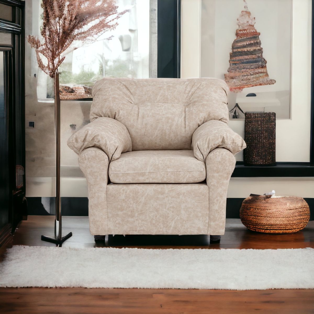 MUEBLES AMERICA - Sofá América 1 Cuerpo Cuero Auris Beige