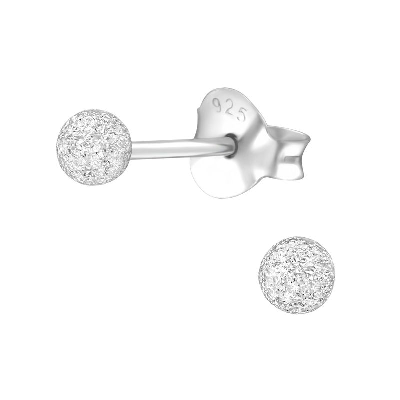 GENERICO - Aros plata esfera redondos pequeños 3 mm hombre mujer