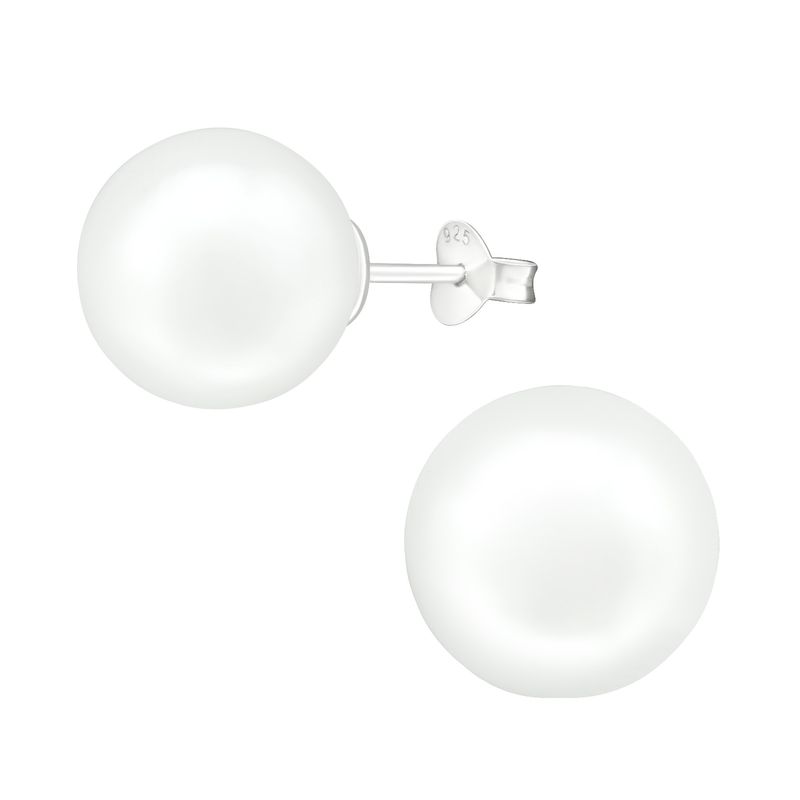 GENERICO - Aros de Perlas 12 mm Plata 925 hipoalergénicos
