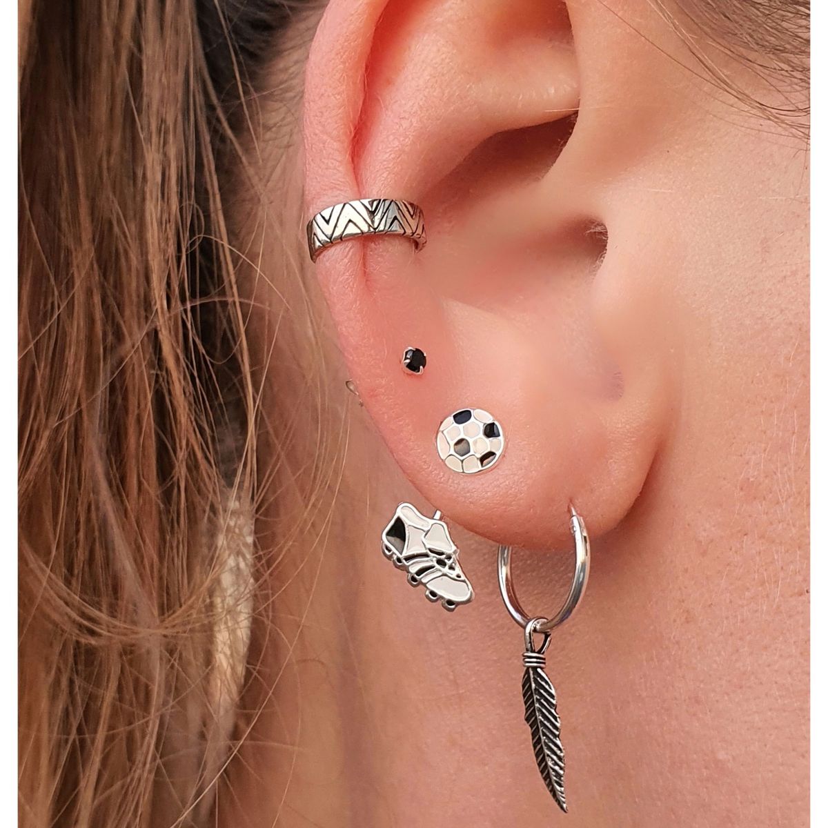 GENERICO - Argollas pluma hombre mujer aros de plata 925