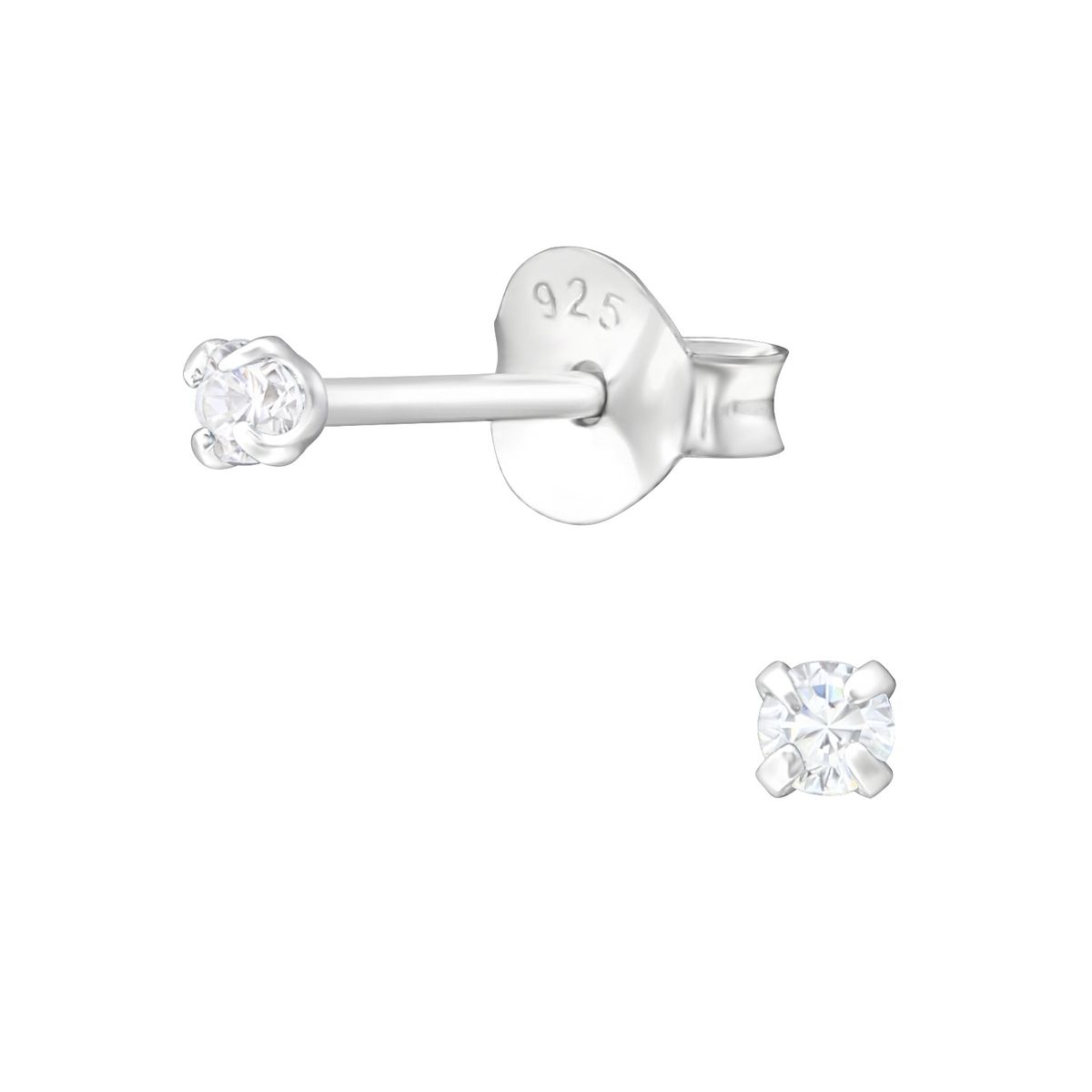 GENERICO - Puntos de luz mini 2 mm hombre mujer aros plata 925