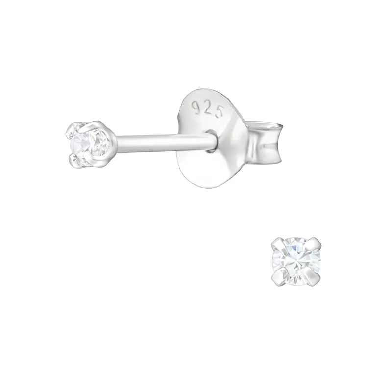 GENERICO - Puntos de luz mini 2 mm hombre mujer aros plata 925