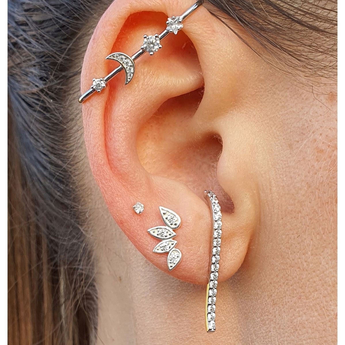 GENERICO - Puntos de luz mini 2 mm hombre mujer aros plata 925