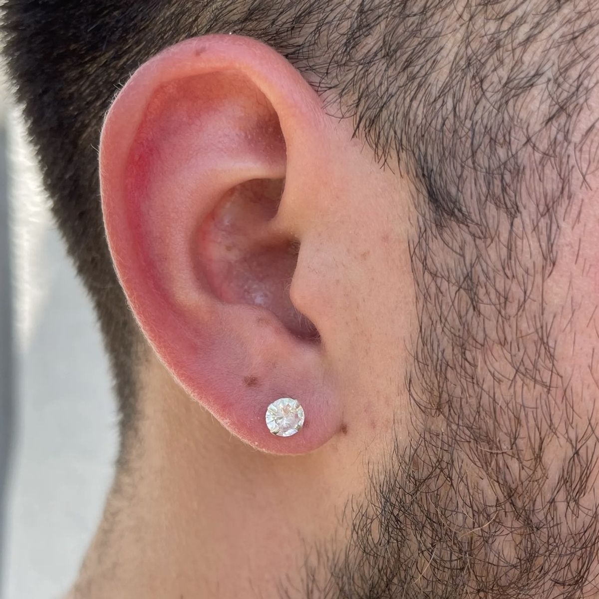 GENERICO - Aros puntos de luz circon  hombre mujer 6 mm plata 925