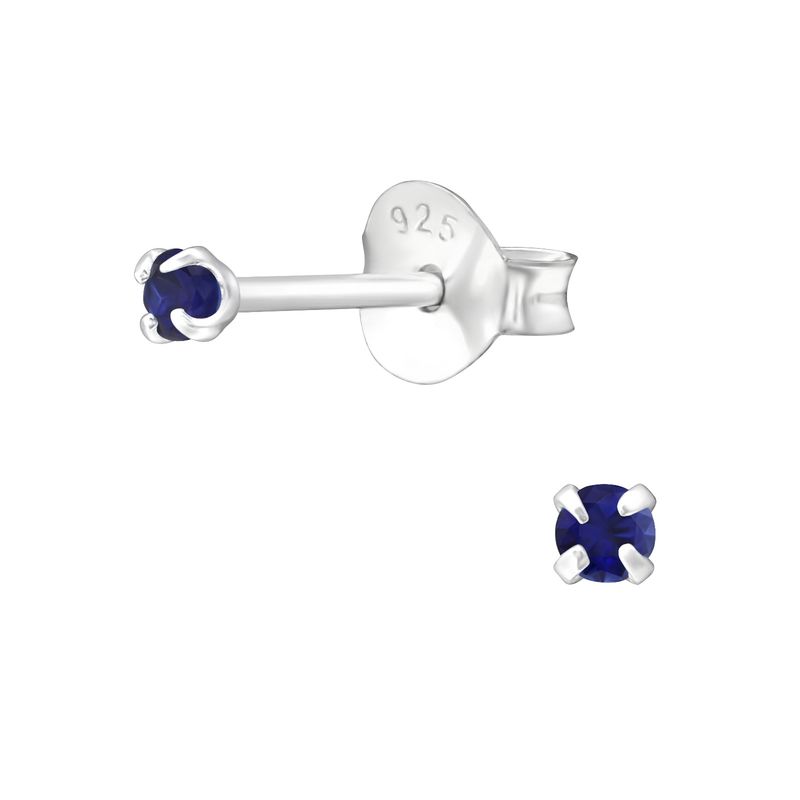 GENERICO - Aros mujer plata Azul 2 mm