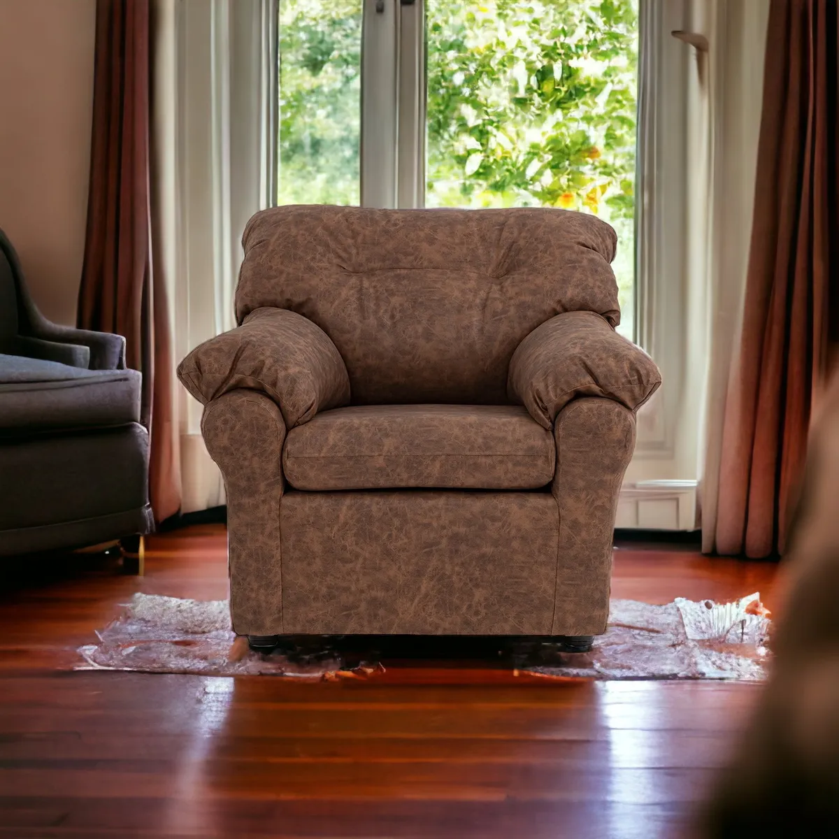 MUEBLES AMERICA - Sofá América 1 Cuerpo Cuero Auris Café