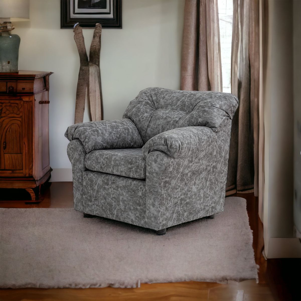 MUEBLES AMERICA - Sofá América 1 Cuerpo Cuero Auris Gris