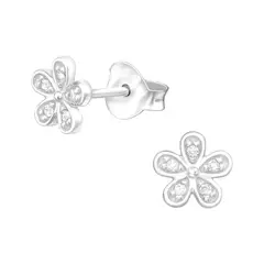 GENERICO - Aros Flor pequeña para niña y mujer plata 925