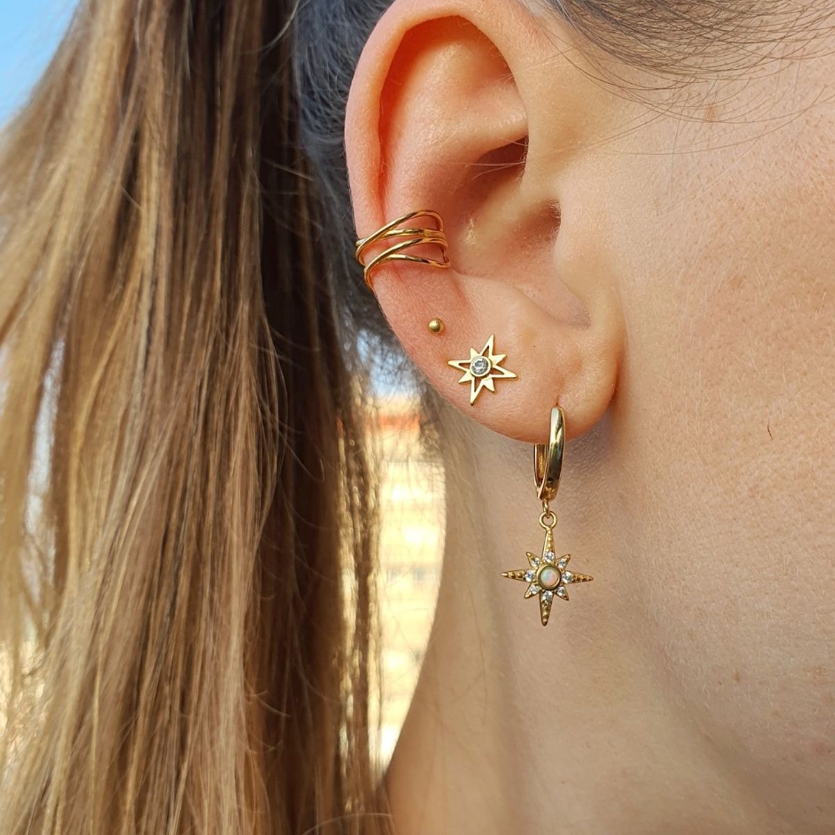 GENERICO - Aros mujer plata Estrella