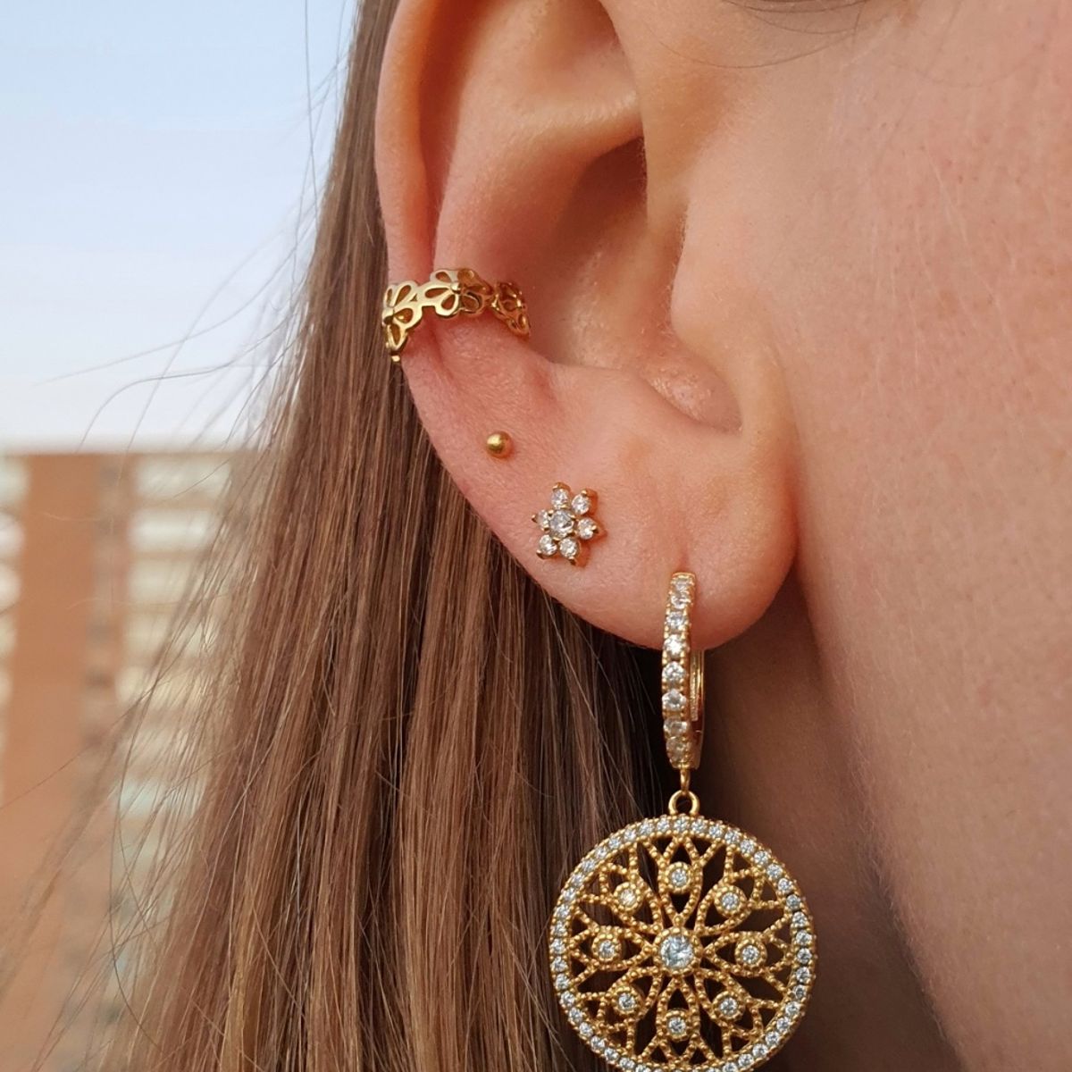 GENERICO - Aros mujer plata Flor