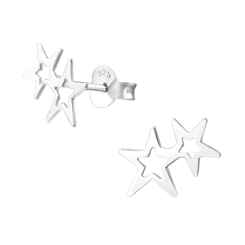 GENERICO - Aros mujer plata Estrellas