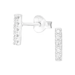 GENERICO - Aros mujer plata Barra con circones