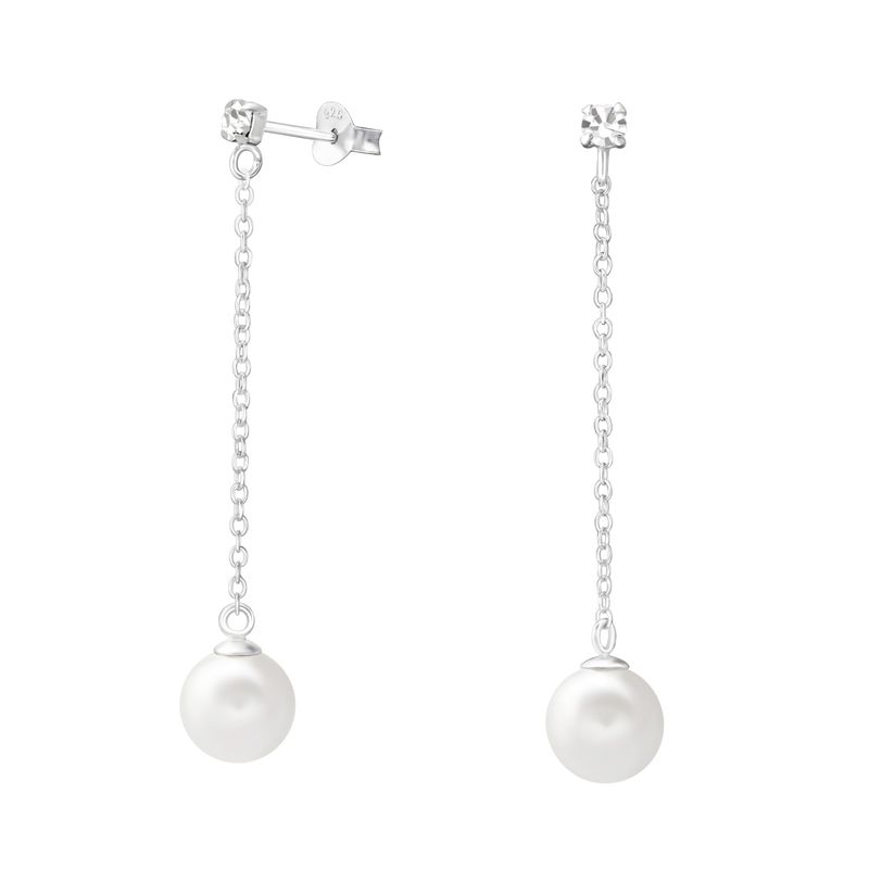 GENERICO - Aros mujer plata Cadena con perla