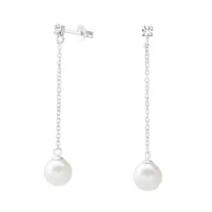 GENERICO - Aros mujer plata Cadena con perla