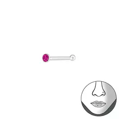 GENERICO - Aros mujer plata Arito nariz fucsia