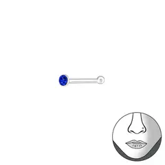 GENERICO - Aros mujer plata Arito nariz azul