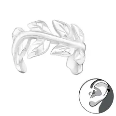 GENERICO - Aro a presion de plata hoja plata 925 arete cuff